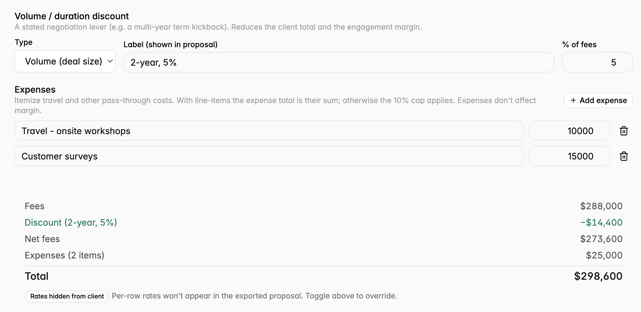 Robust proposal pricing calculations